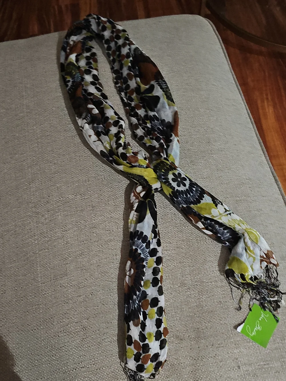 Vera Bradley Cocoa Moss Floral  Lightweight Soft Fringe  Scarf Multi  NWT